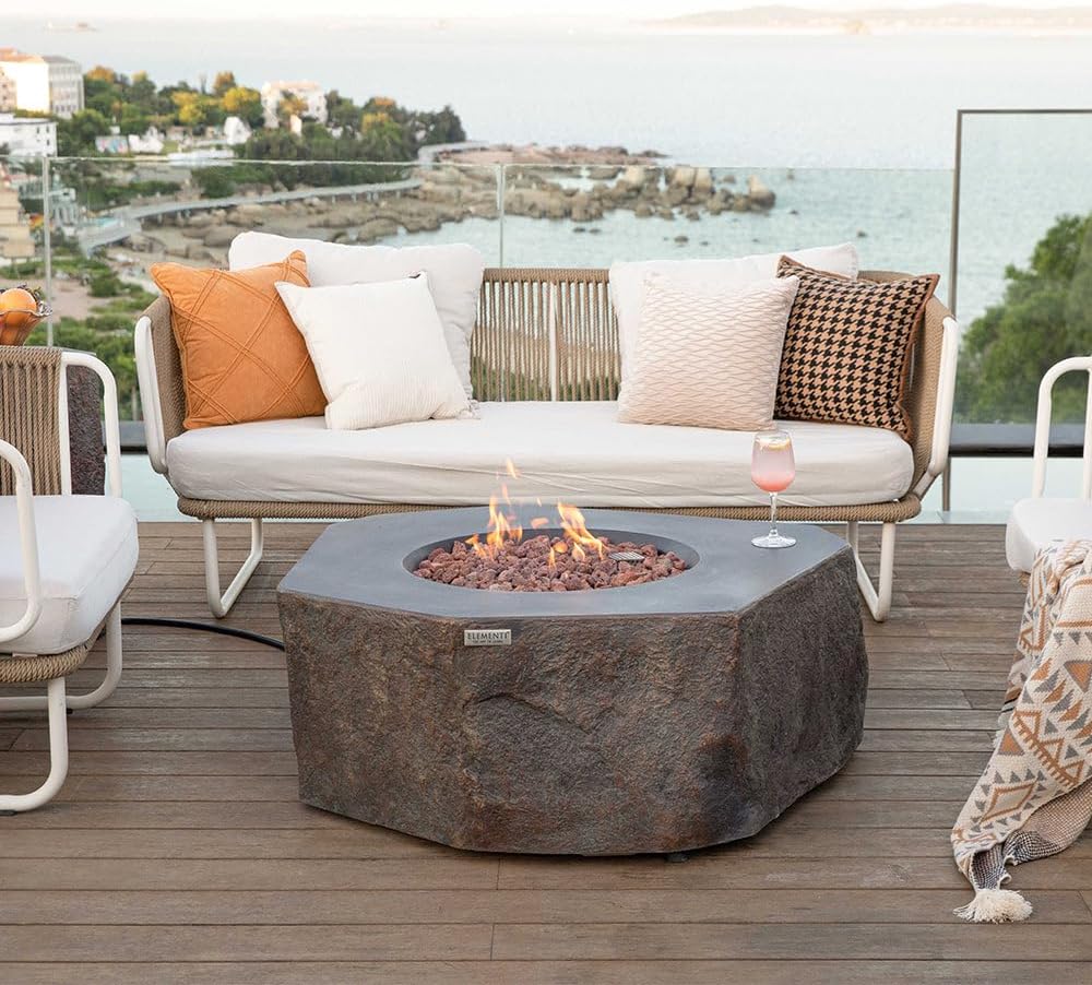 Elementi Columbia Cast Concrete Fire Pit - Propane