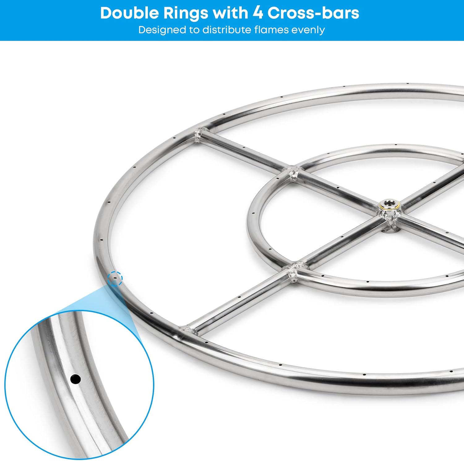 Stanbroil Natural Gas Fire Pit Stainless Steel Burner Ring Installation Kit, 24-inch