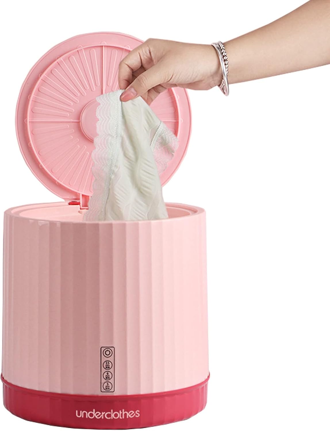 Portable Washing Machine, Mini Washer, Folding Washing Machine with Spin-Dry, Perfect for Camping, Travelling, Apartment (Color : Pink)