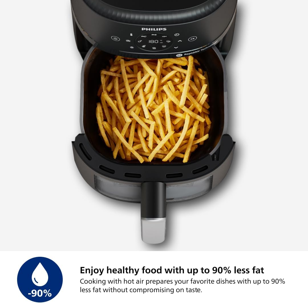 Philips 2000 Series Airfryer - RapidAir Technology, 13-in-1 Ways to Cook, 4.4QT Capacity, Healthier Meals Up to 90% Less Fat, Easy to Clean, Dishwasher Safe, Touchscreen Control, HomeID App (NA221/00)