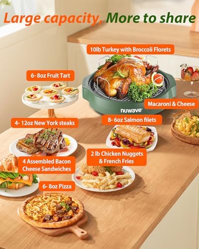 Nuwave Oven Pro Plus Air Fryer, Infra-Red Countertop, 2025 Advanced Convection, No Defrosting or Preheating, Cook Fresh or Frozen, Durable Power Dome, 100 Presets & 50 Memory, PFAS Free, Wild Olive