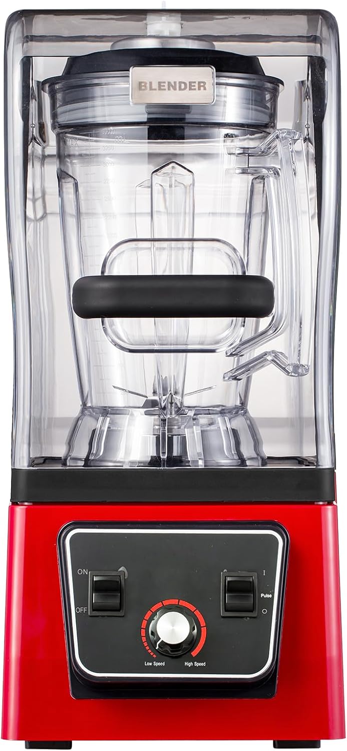 Huanyu Commercial Blender with Soundproof Shield, 100 Oz Large Capacity Quiet Professional Blenders, Heavy Duty Blender Professional-Grade Power with Mechanical Buttons