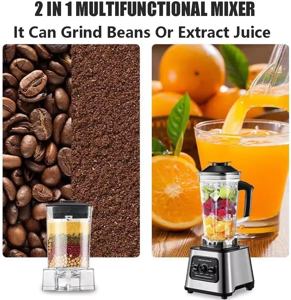 Blenders For Kitchen, 6000w Food Processing Blender With 85 Oz Container, Electric Food Chopper For Meat And Vegetable, Blender Mixer With 9-Speed Adjustment For Ice,Nut,Fruit