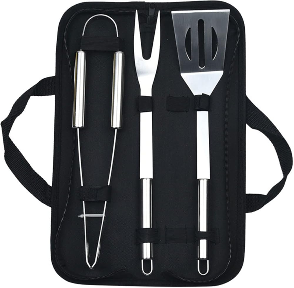 Grill Tools Set of 3, BBQ Tool Set, Heavy-Duty Barbecue Grilling Accessories, Stainless Steel BBQ Accessories Tool Set with Storage Bag, for Gourmets, Barbecue Fans, Cooks
