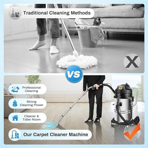 Professional 3-in-1 Commercial Carpet Cleaning Machine, 40L Portable Extractor Vacuum & Floor Brush, Wet Dry Spraying Cleaner for Deep Cleaning & Stain Removal