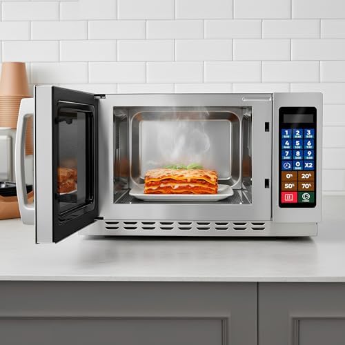 SARO Commercial Microwave Oven, Stainless Steel, 34L/1.2 Cu Ft Capacity, 1000W, Digital Controls, 100 Recipe Memory, LED Display, 55.3x48.8x34.3 cm