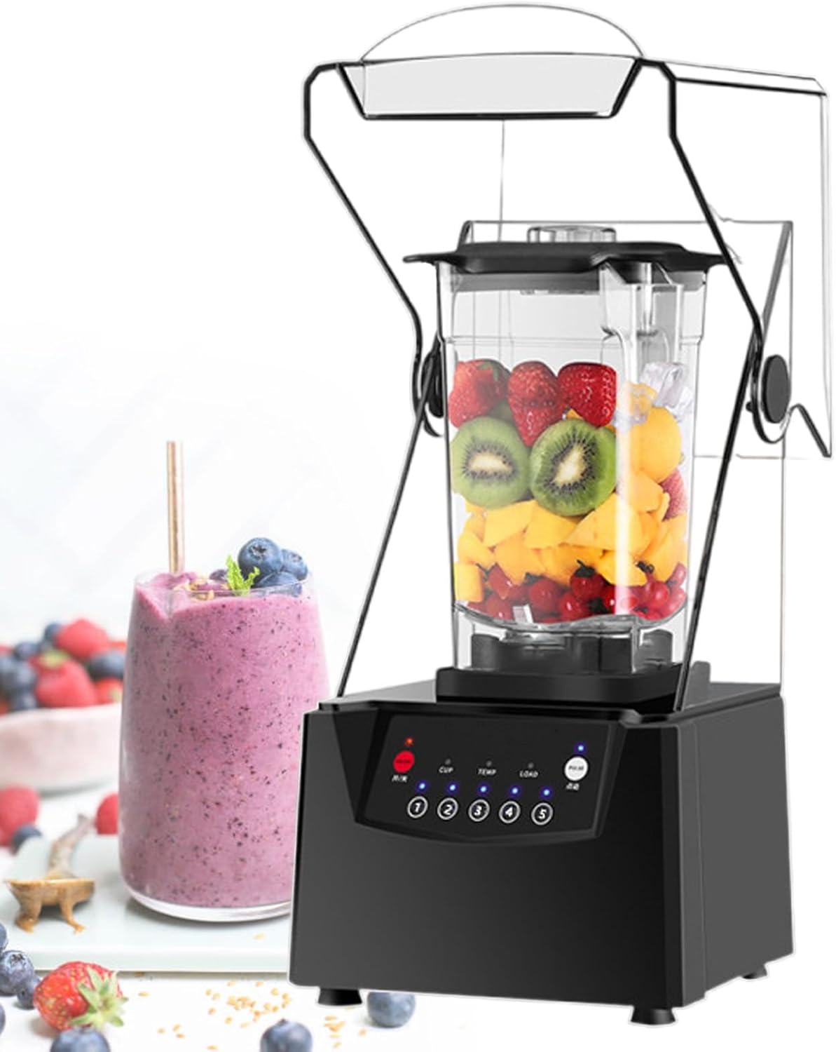 Professional Compact Smoothie - 1.8 L Capacity, Food Processing Blender 2200 W, with Sound Enclosure, Preset 5 Timings - for Cold Drinks, Smoothies, Sauces, Shakes, Cocktails
