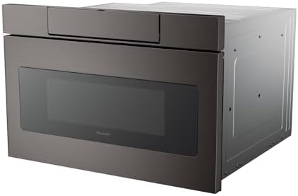 SHARP SMD2470AH Microwave Drawer Oven, 24-inch, 1.2 Cubic Feet, 950 Watt, Concealed Control Panel with Digital LCD Display, Black Stainless Steel