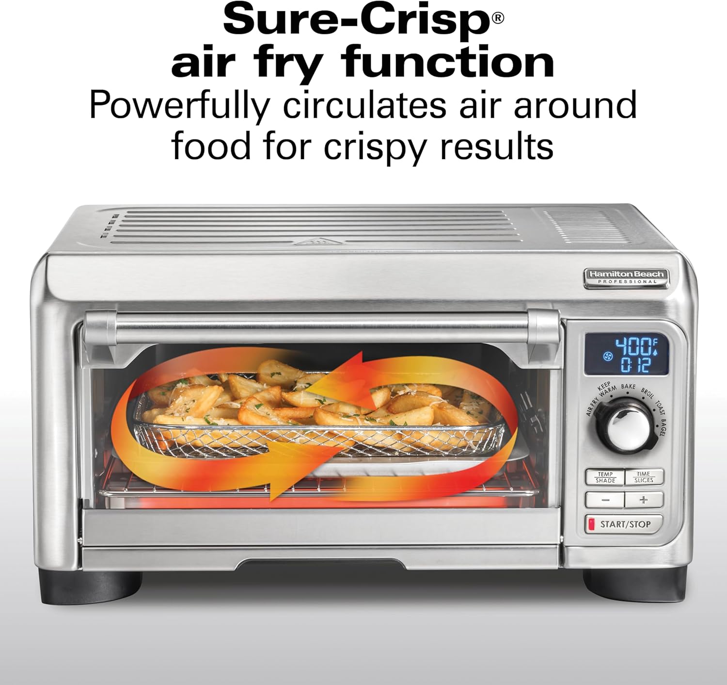 Hamilton Beach Professional Sure-Crisp Digital Air Fryer Toaster Oven Combo with 6-in-1 Functionality, 1500 Watts, 10-inch Pizza / 4 Slice Capacity, Stainless Steel (31241)