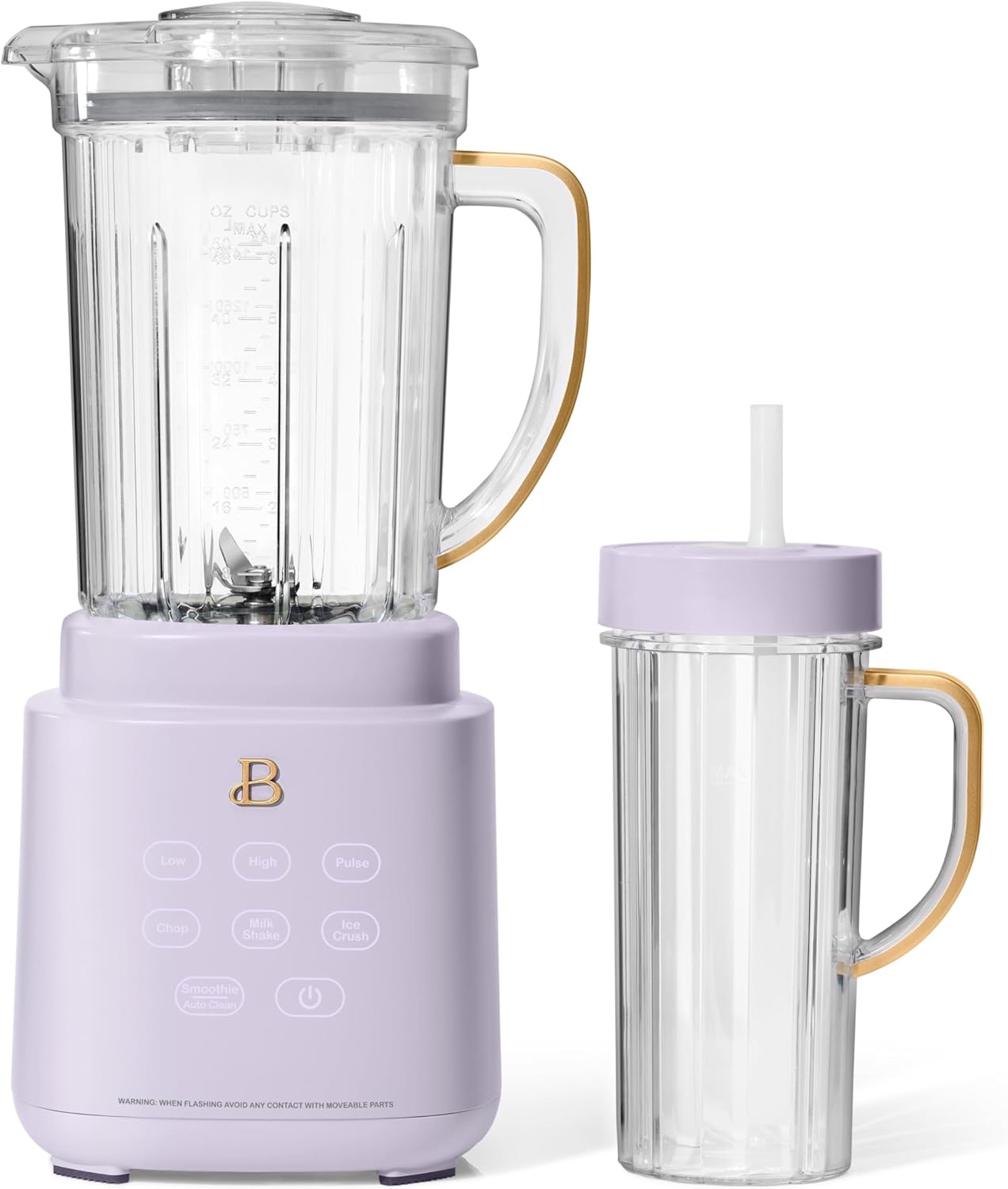 Beautiful PowerExact Blender System with 700W Motor, 50oz Tritan Jar, 20oz Single-Serve Cup, No Drippy Sippy Lid, 3 Speeds & 4 Pre-sets by Drew Barrymore (Lavender