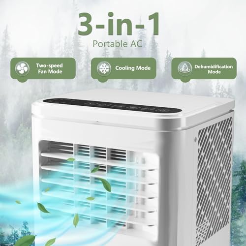 GarveeHome Portable Air Conditioners 10,000 BTU - Cools 450 Sq.Ft Rooms, 3 in-1 AC with Dehumidifier, Timer & Remote, Includes Window Kit