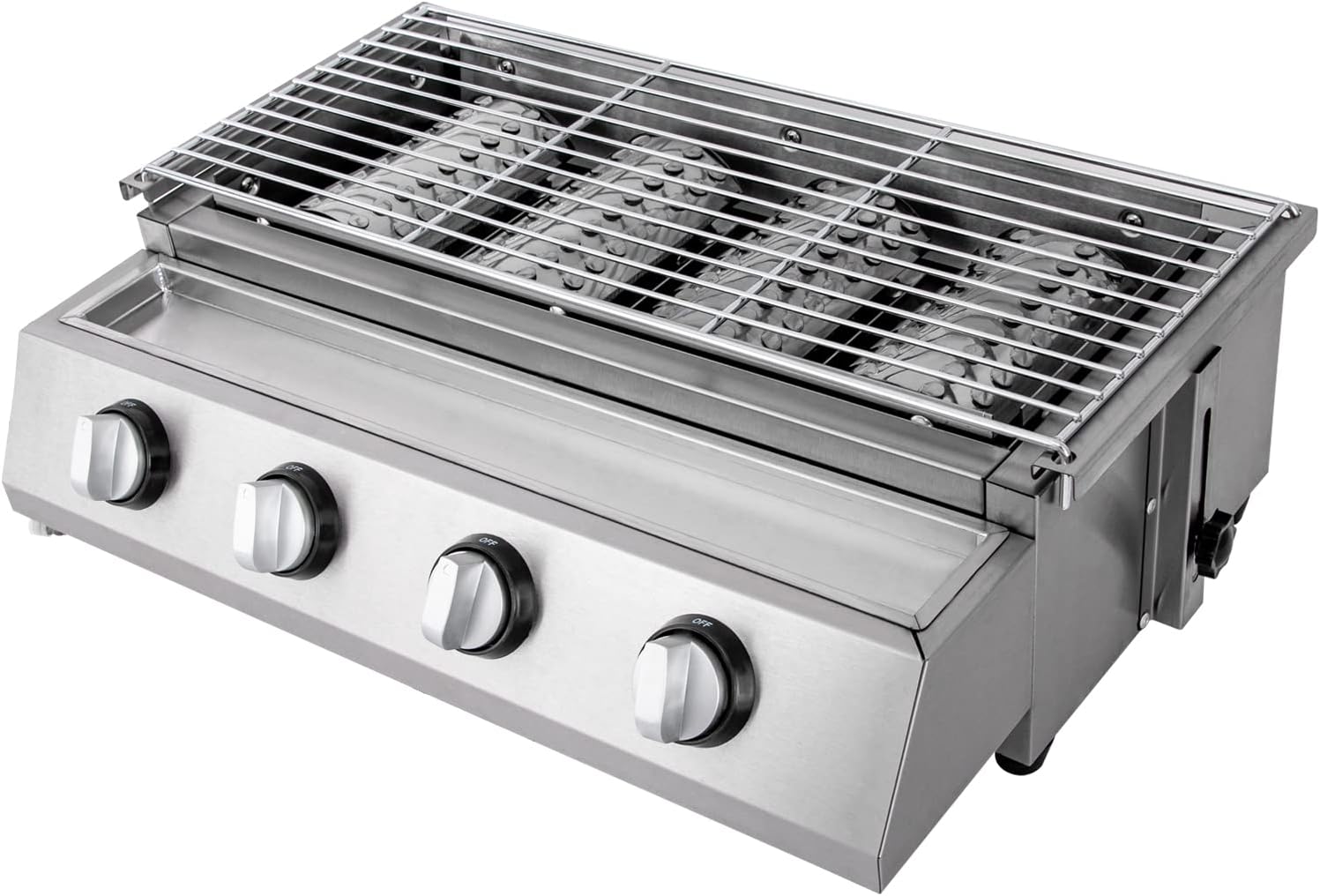 Gas BBQ Grill Stainless Steel Outdoor Camp Picnic Barbecue Shish Kabob 4 Burner