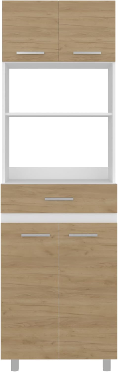 espidoo Sicilia Pantry Cabinet Kitchen Storage: Modern Dual-Door Freestanding Unit with MDF Frame & White/European Ash Finish - Organize Food Dishes & Appliances for Compact Kitchens & Laundry Rooms