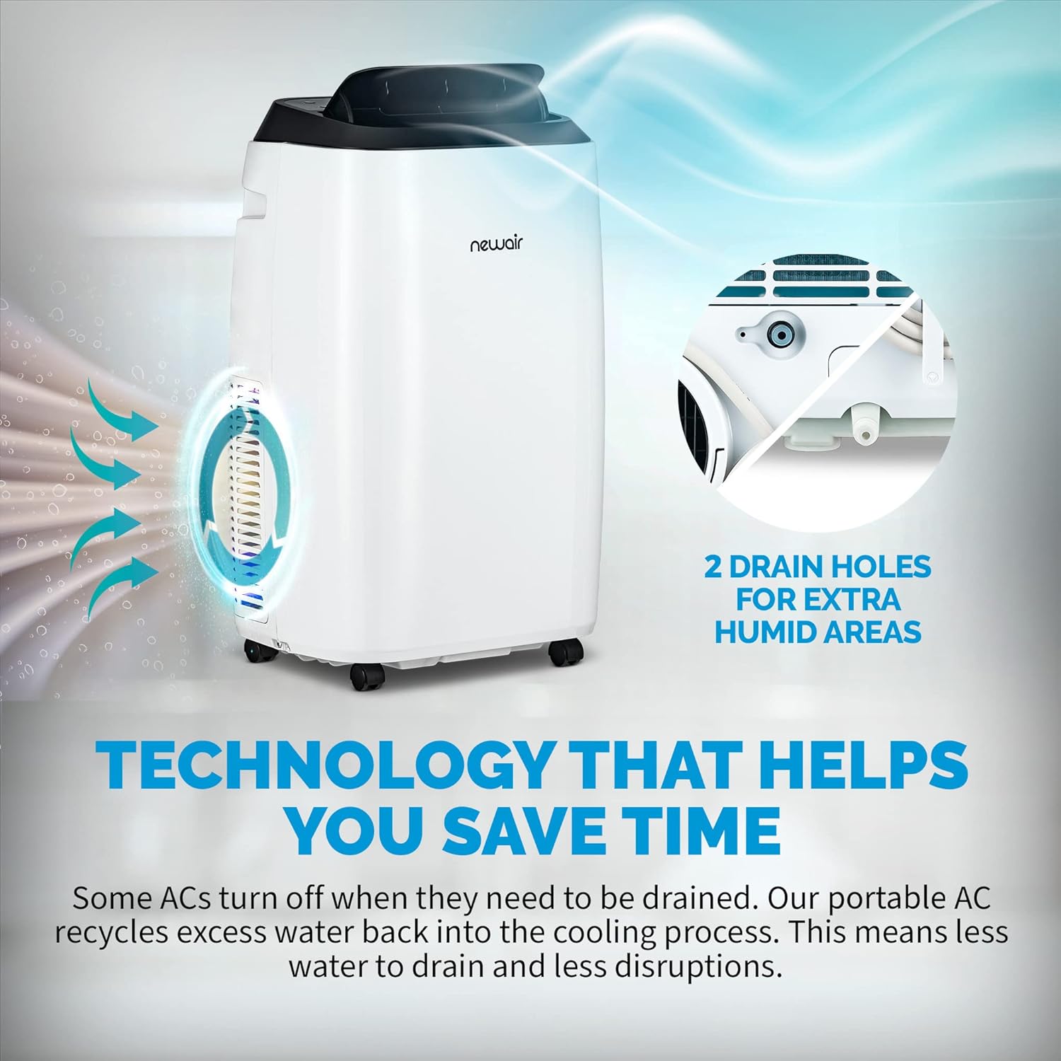 Newair | 12000 BTU Portable Air Conditioner, Modern AC Design with Easy Setup Window Venting Kit, Self-Evaporative System, Quiet Operation, Dehumidifying Mode with Remote and Timer