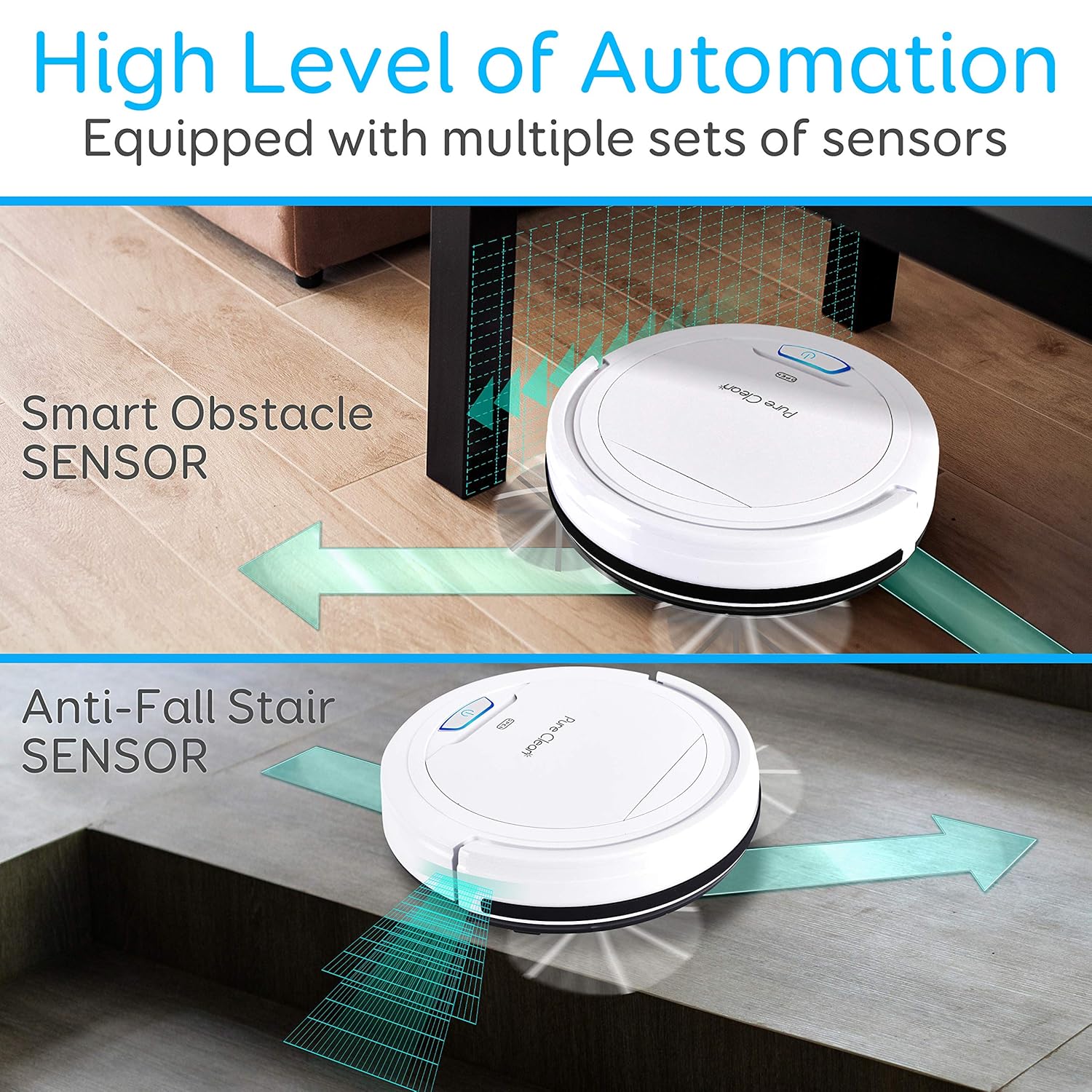 SereneLife Pure Automatic Vacuum Cleaner-Lithium Battery 90 Min Run Time & Self Path Navigation-Bot Self Detects Stairs Pet Hair Allergies Robotic Home Cleaning for Carpet Hardwood Tile Floor