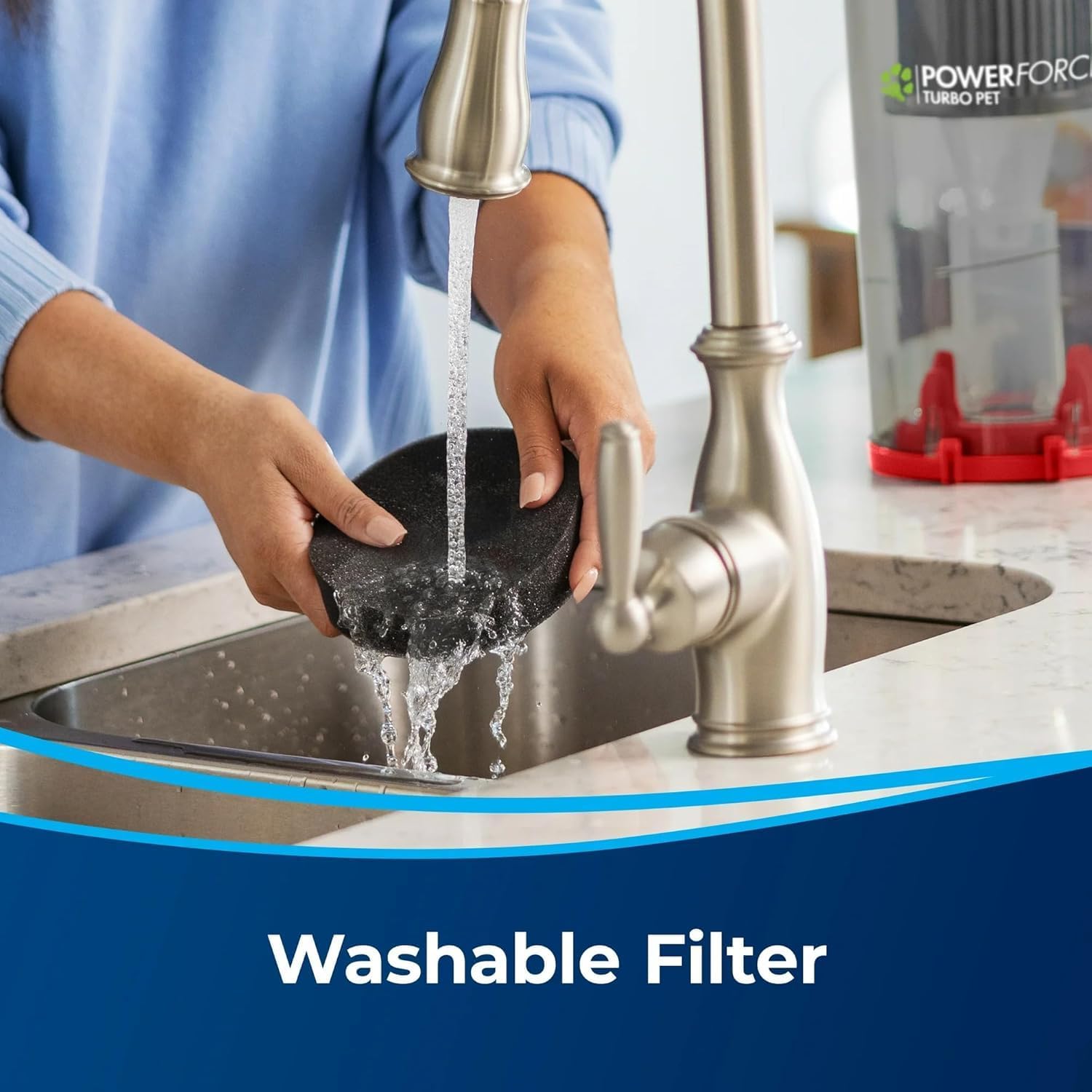 BIISSELLL Power Force Helix Bagless Upright Vacuum for Pet Hair,Carpet, Tile & Hardwood,Cleaning, Scatter-Free Technology, Large Dirt Tank, 23ft Cord, 5 Height Settings (Red)