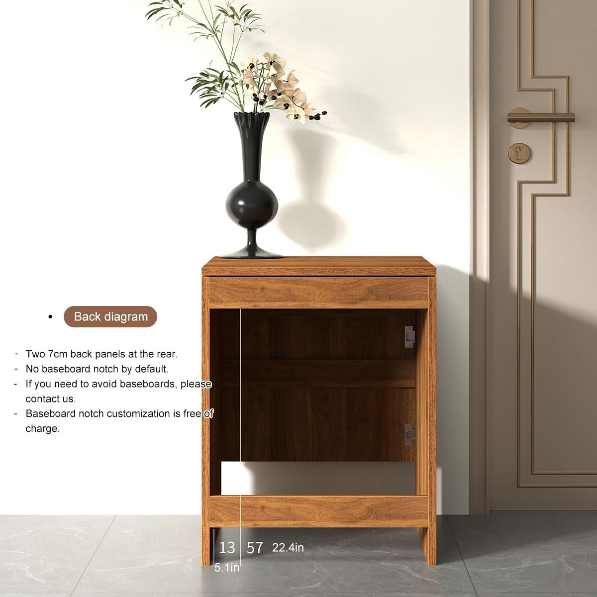 Robot Vacuum Stand Cabinet,Storage Cabinet with Doors for Robot Vacuum Cleaner,End Side Table for Home Office,Wood Freestanding Rack for Living Room Home Office Kitchen(Brown)