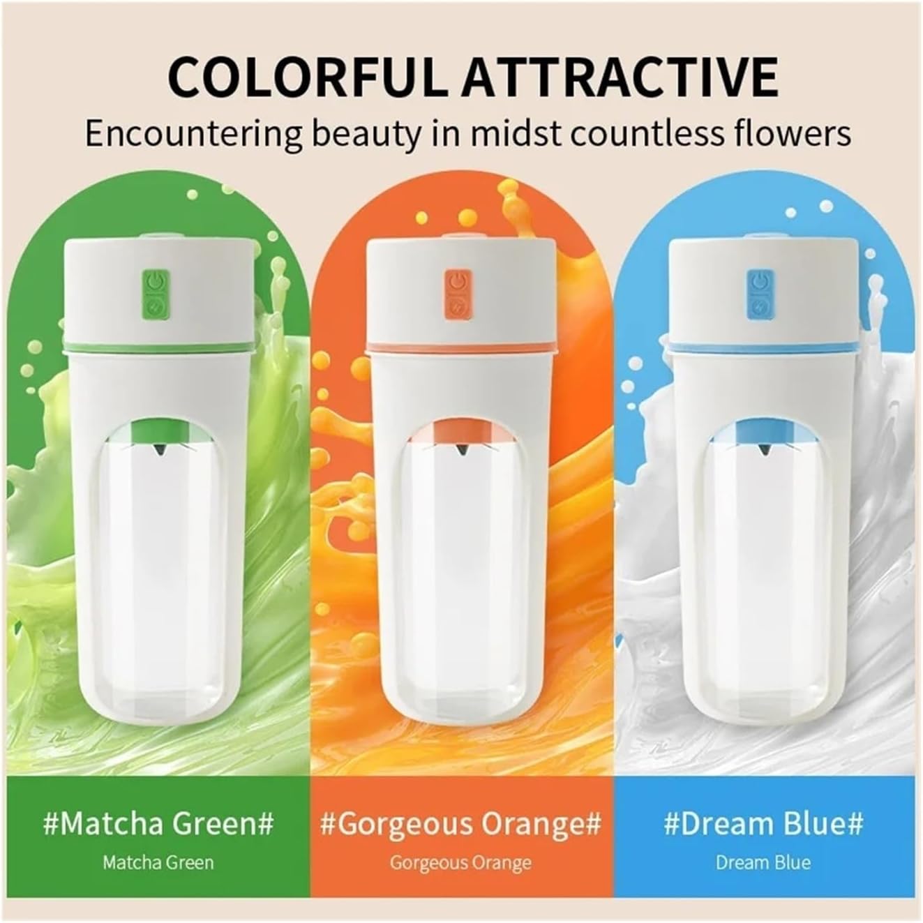 6-Blade Electric Juicer, Large-Capacity Portable Blender with Straw, 4-in-1 Multifunction for Milkshakes, Juice, Coffee & Smoothies, USB Rechargeable(Orange)