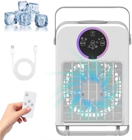3 in 1 Portable Air Conditioner, Outdoor Cooling Fan, with Colorful Touch Screen, 3-Speed Adjustable Wind Speed, 2-8 Hours Timing, 2 Air Outlet Modes, 60° Adjustable Air Outlet, Noise ≤50db