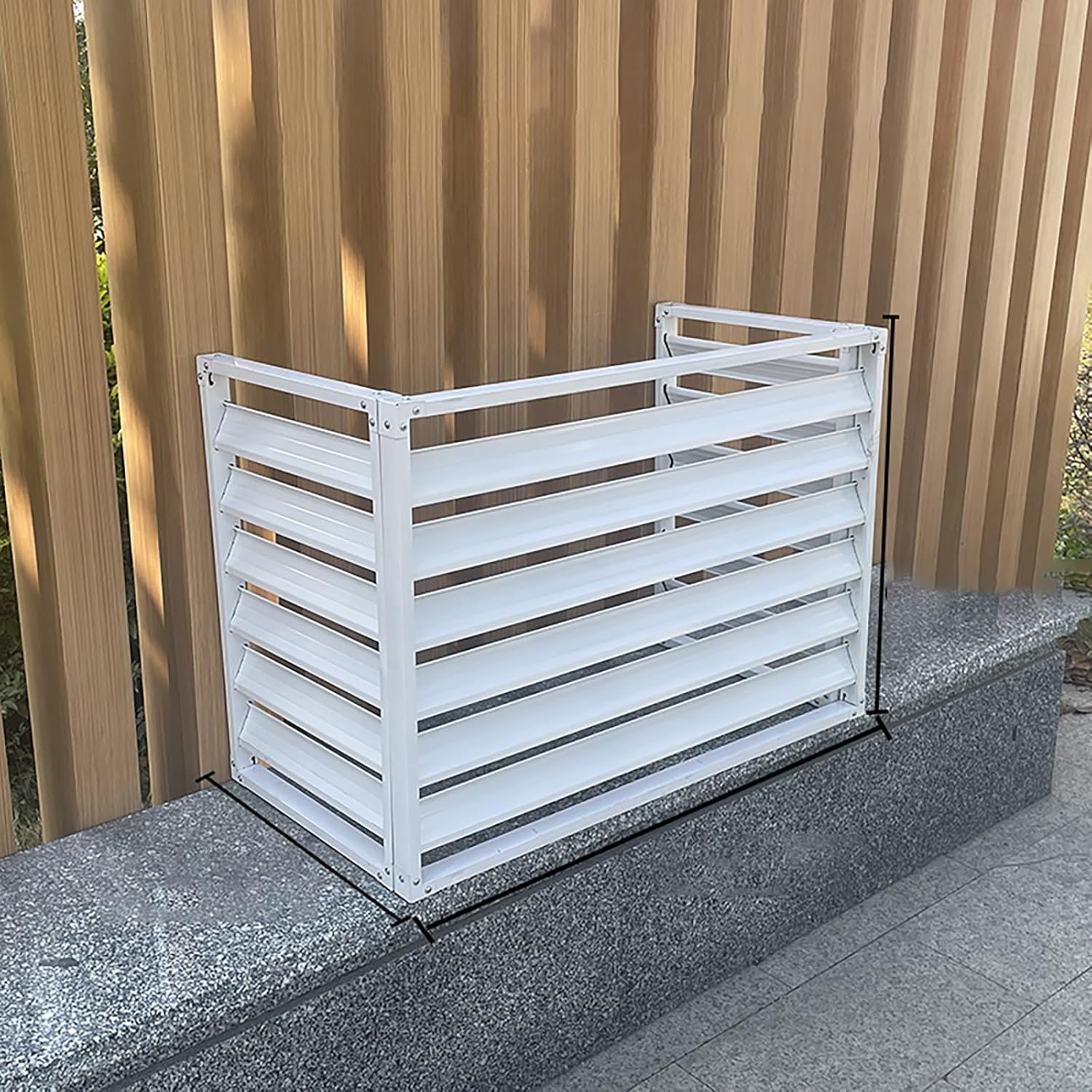 Outdoor Privacy Screen Air Conditioner Cover for Outside Units, Aluminum All Weather Protective Cover, Outdoor AC Unit Cover Trash Can Enclosure Free Standing Flower Stand Garden F