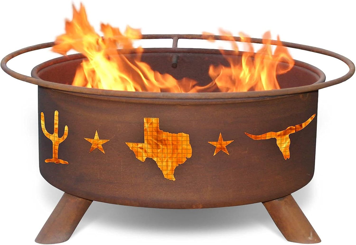 Patina Products F115 Lone Star Steel Outdoor Fire Pit - 24 x 24 x 11 inch - Natural Rust Patina Finish