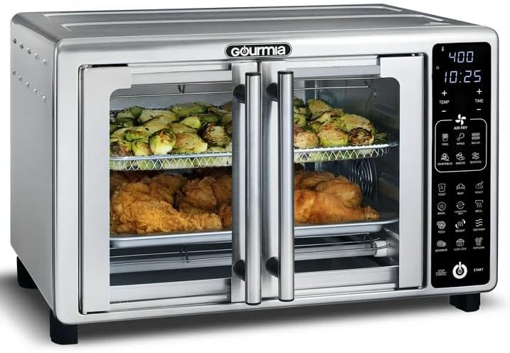 Gourmias GTF2440 Digital Toaster Oven Air Fryer 1700W – 19 Presets, FryForce 360 Tech, French Doors, 6-Slice Capacity, 12