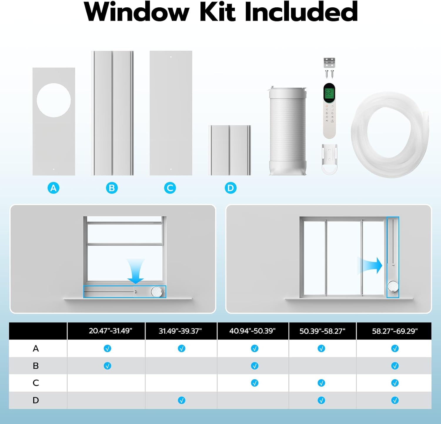 ZAFRO 14,000 BTU (10000 BTU SACC) Portable Air Conditioners with WiFi APP Control, 46dB, R32 Eco-Friendly,Fast Cooling in 30s, No Drainage Needed, Filter Cleaning Reminder, 360° Wheels for Home/Office