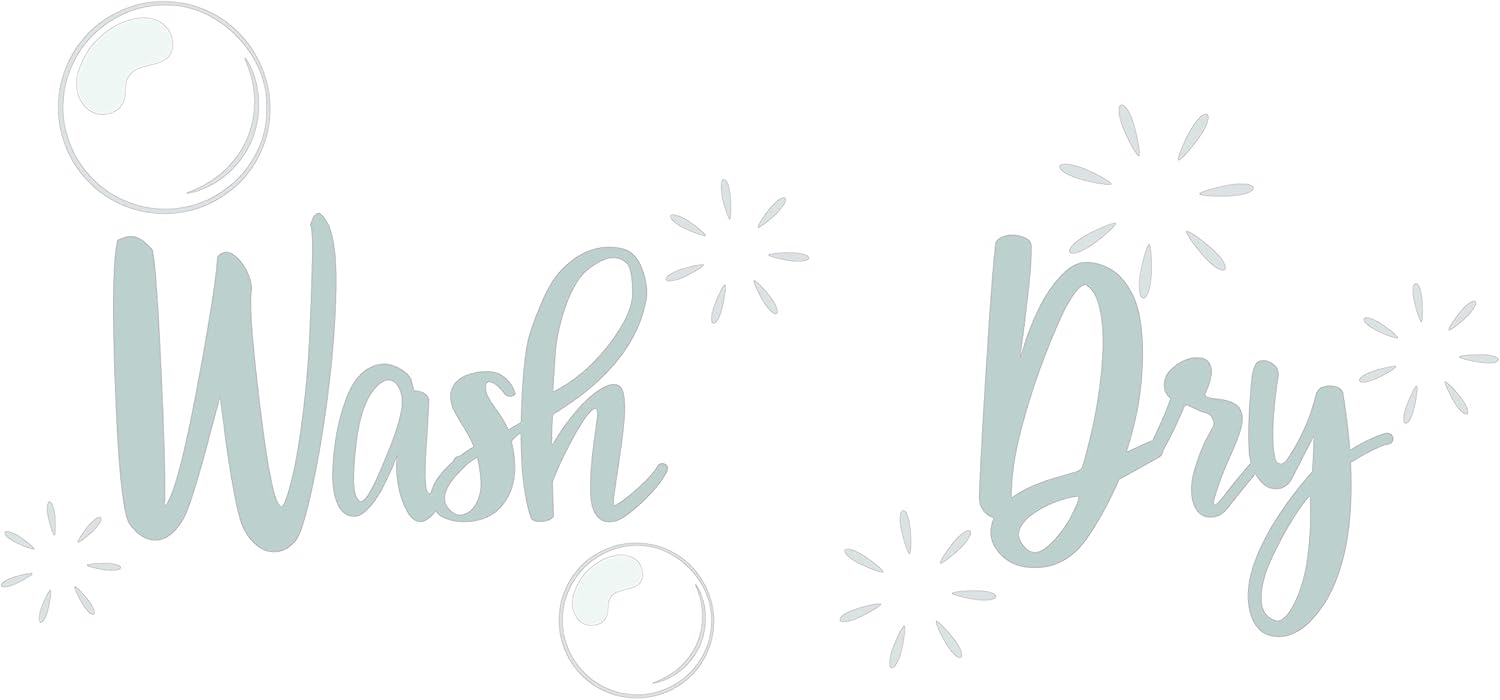 Wall Decal: Wash and Dry Stickers for Laundry Machines Vinyl - Washer and Dryer Combo with Bubble and Popped Designs for Laundry Room - 20