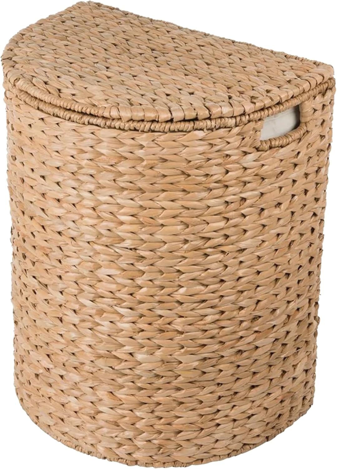KOUBOO Seagrass Half Moon Basket, Handwoven Laundry Hamper Basket with Lid, Handles, & Removable Liner, Home Decor and Organization, Natural