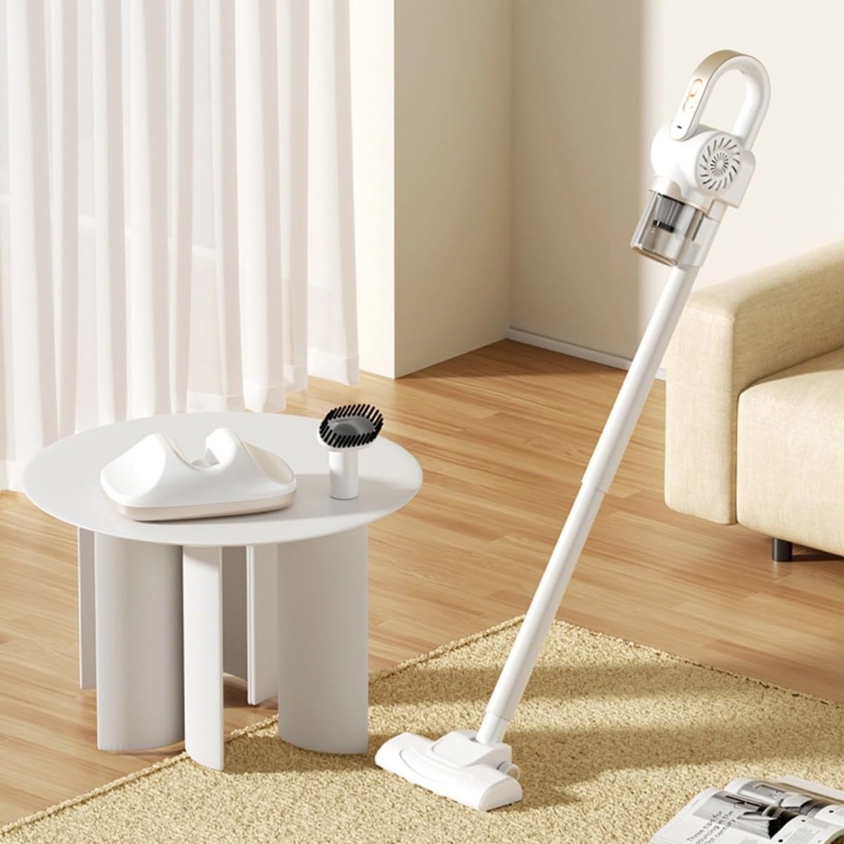 Cordless Vacuum Cleaner, Stick Vacuum with 11Kpa Powerful Suction, 40Mins Runtime, Anti-Tangle & Dust Cup, 3-in-1 Lightweight Vacuum for Curtain/Carpet/Sofa dust Removal (White) (White)