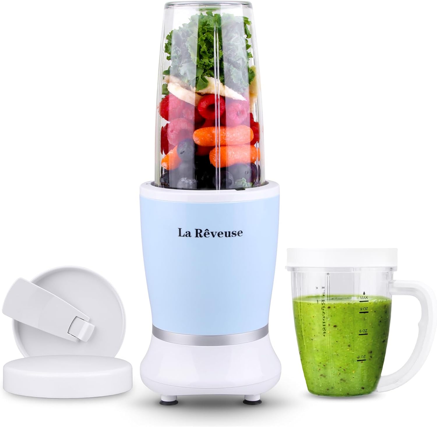 La Reveuse Smoothie Blender 250W (Sky Blue) + La Reveuse Mini Food Chopper (White)