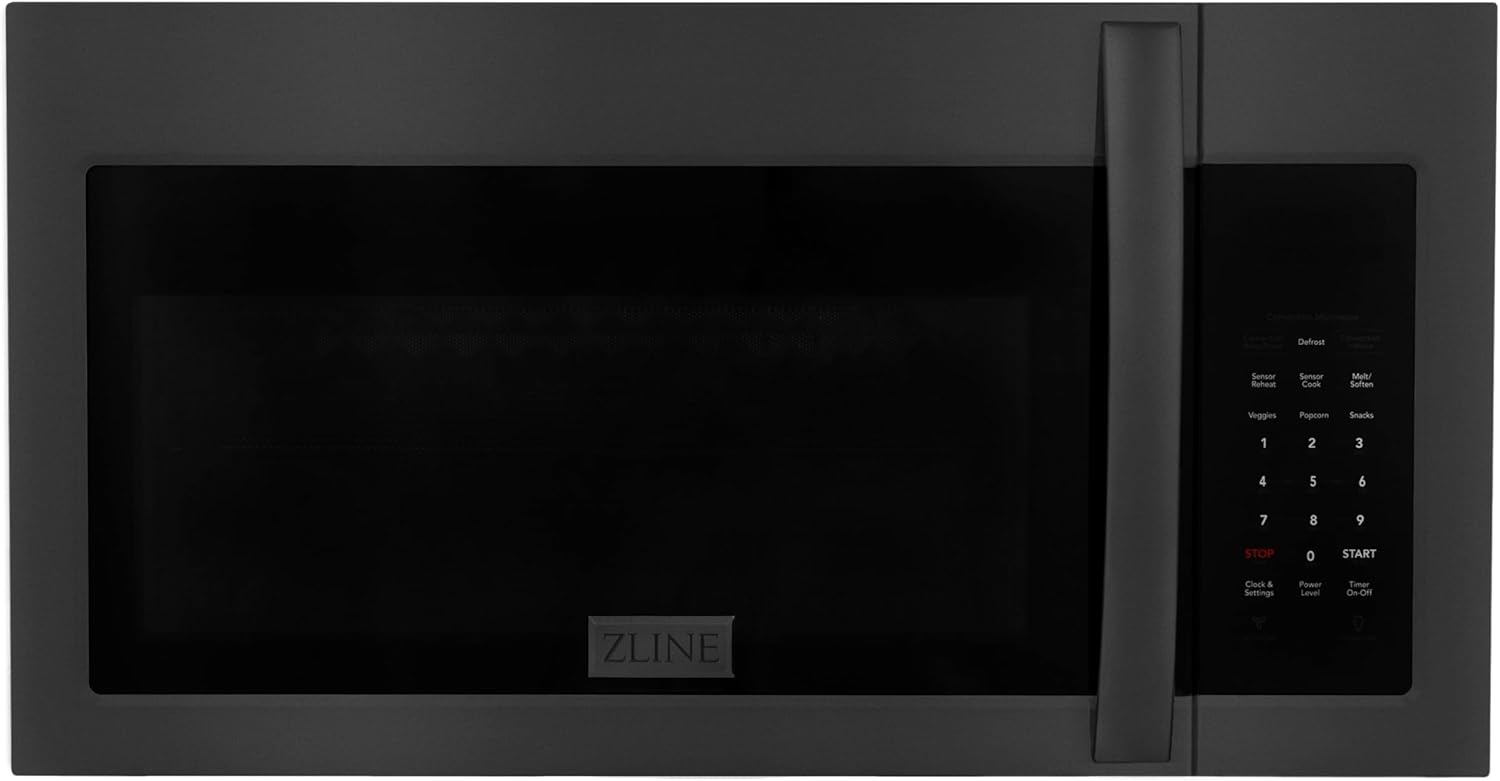 ZLINE Over the Range Convection Microwave Oven in Black Stainless Steel with Modern Handle and Sensor Cooking