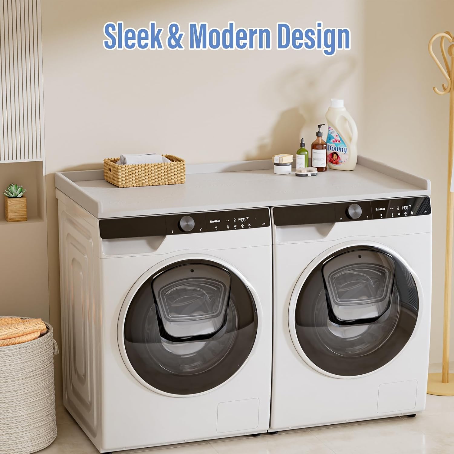 LEBENGURU No-Installation HDPE Washer Dryer Countertop - 54.2