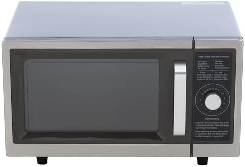 FSE Commercial Microwave with Dial Control, 1 Cubic Feet Interior, Stainless Steel, 1000 Watts, UL and NSF Approved