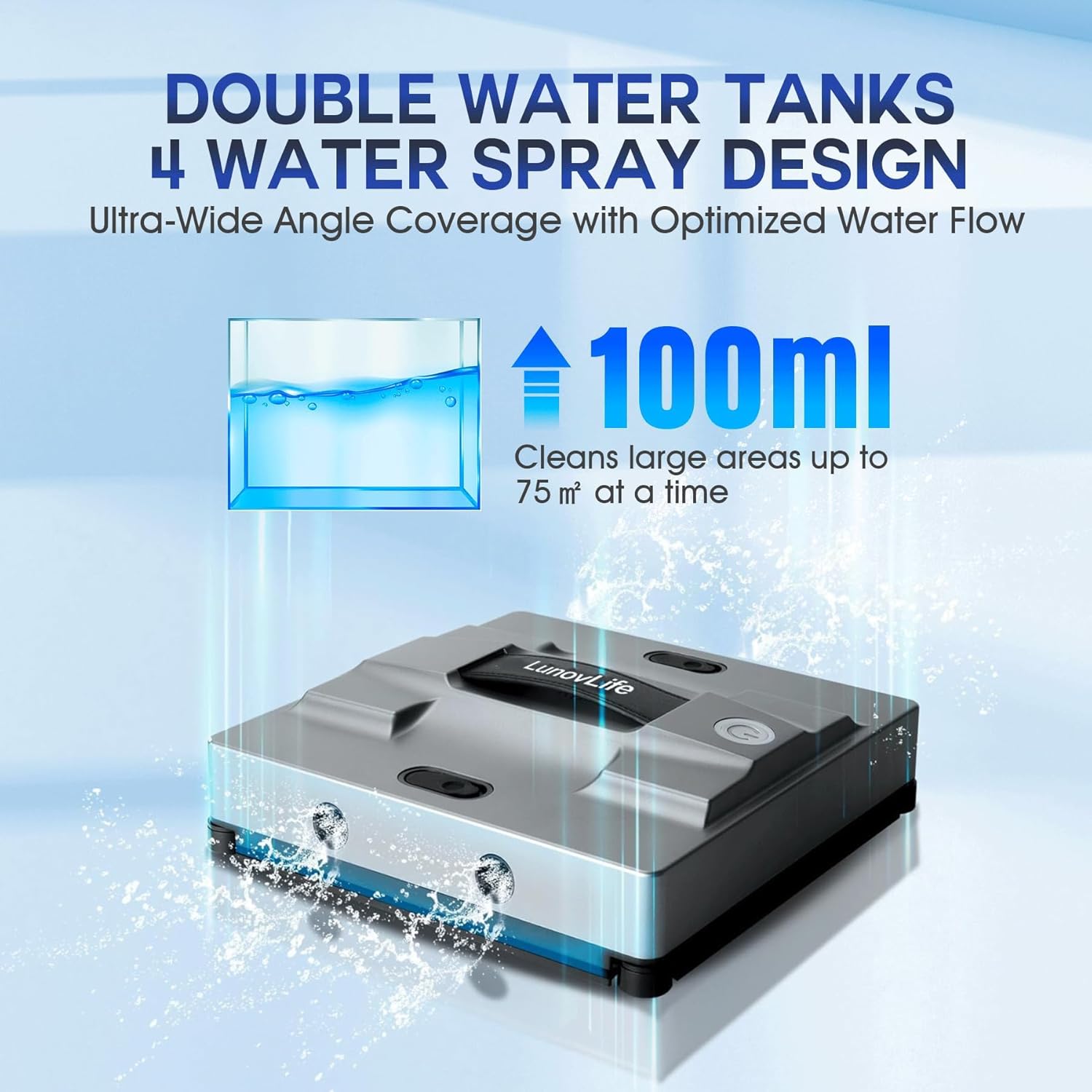 Window Cleaning Robot with 4-Way Water Spray, 5600Pa Automatic Robot Window Cleaner for Inside/Outside High Rise Glass, Smart Electric Vacuum Washer with Edge Detection, Remote Control(Grey)