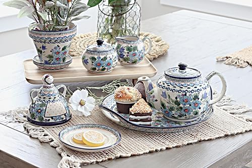 Blue Rose Polish Pottery - Blue Ballina Small Flower Pot - 5