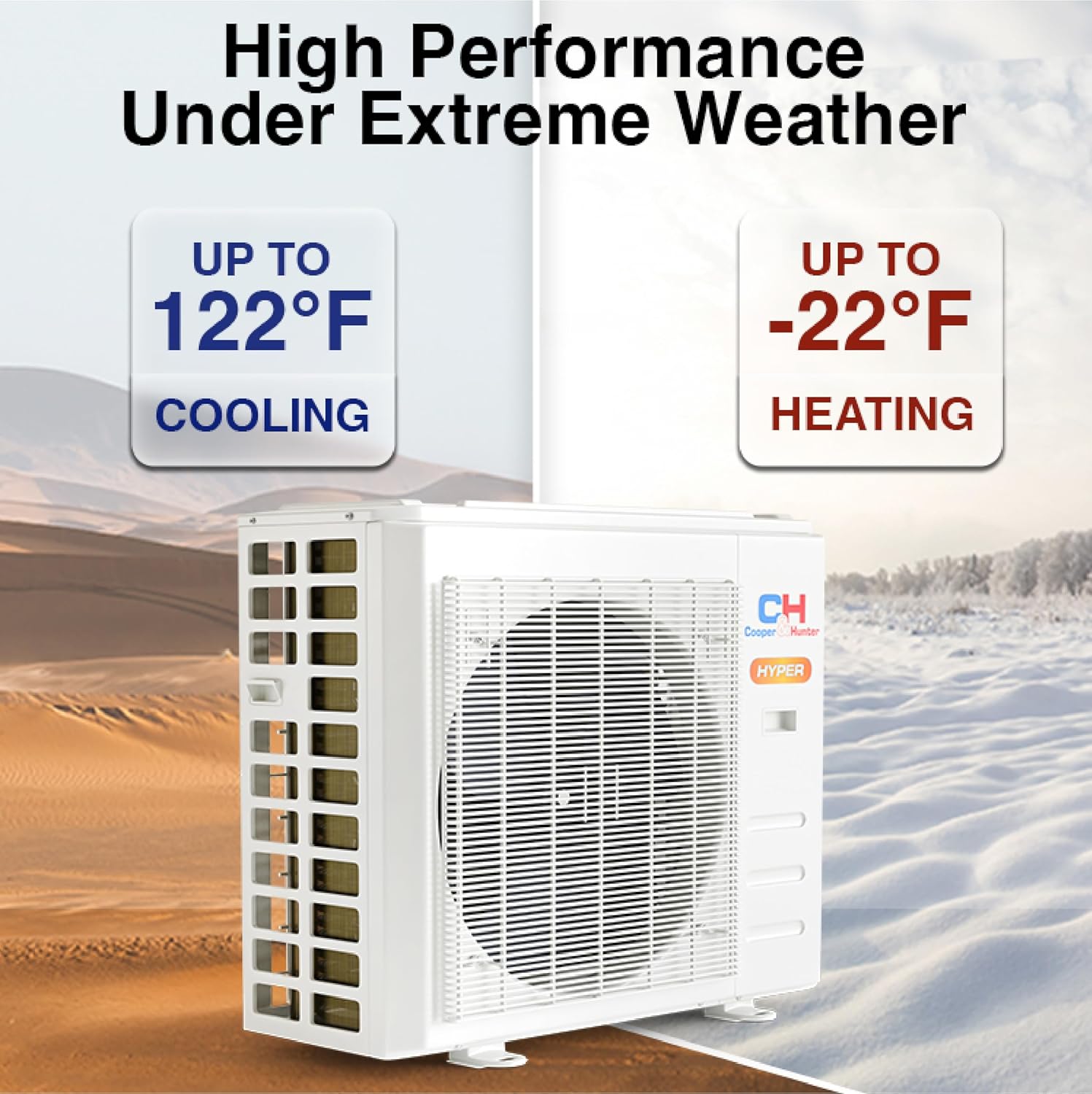 Cooper & Hunter Hyper Heat 12,000 BTU, 230V, 24 SEER2 Single Zone Wall Mount Ductless Mini Split Air Conditioner & Heater (Works at -22F) – 16FT Installation Kit & Smart Kit – Pre-Charged Inverter