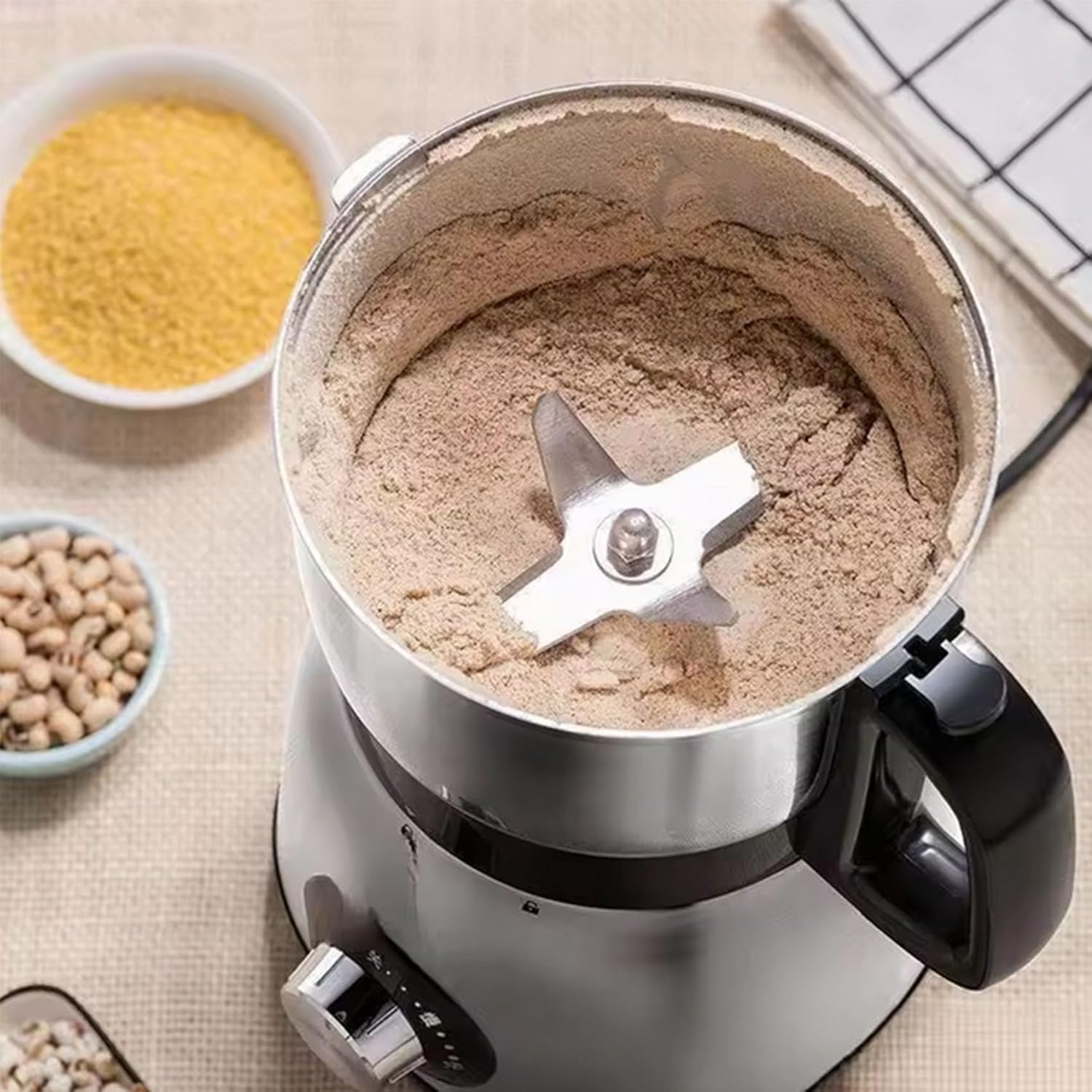 Kitchen Electric Blender Grinder,Electric Ultra-Fine Grinder Stainless Steel Body with Rotary Control for Food Processing 500W