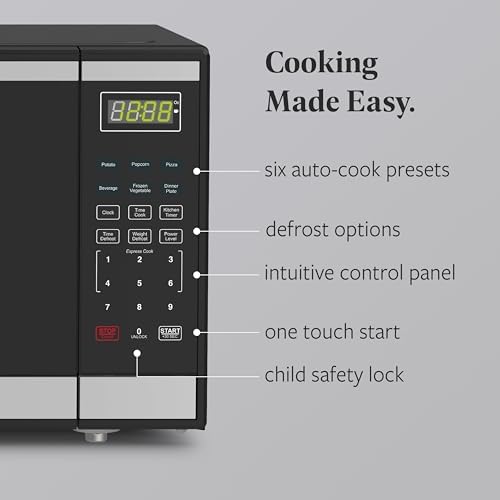 Farberware 1.6 Cu. Ft. Countertop Microwave Oven – 1100 Watts Power, Auto Cook Settings, Defrost, Easy Clean and Child Safety Lock - Stainless