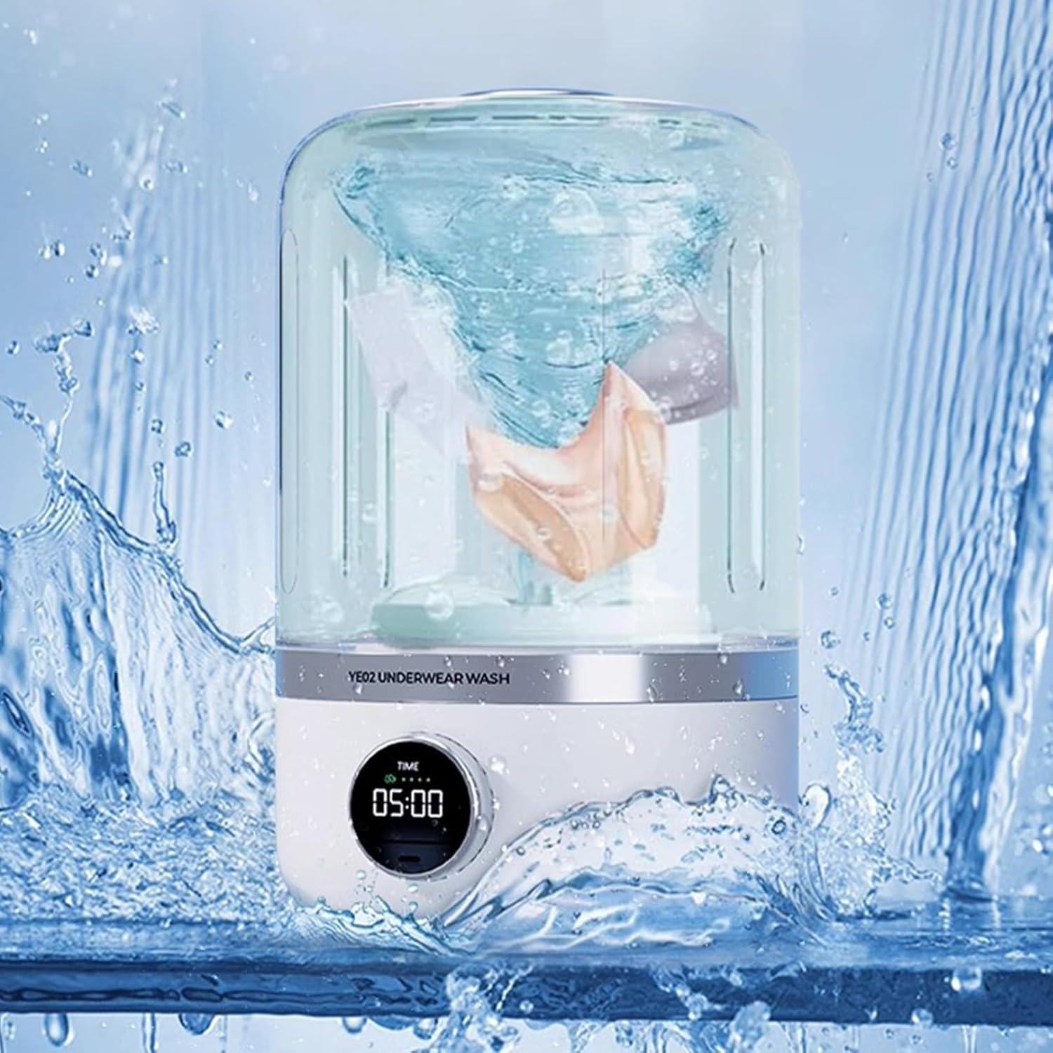 Rechargeable Mini Portable Washing Machine, with 4000mAh 5V 10 W Underwear Washing Machine for Underwear,Baby Clothes,Travel (White)