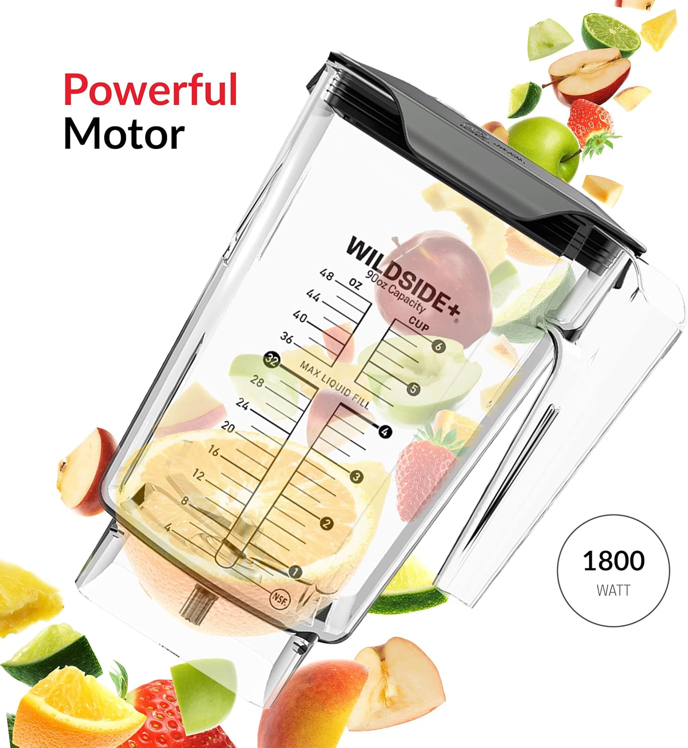 Blendtec Connoisseur 825 SpaceSaver - Commercial-Grade Blender - Wildside+ and FourSide Jar with Vented Gripper Lid - Black