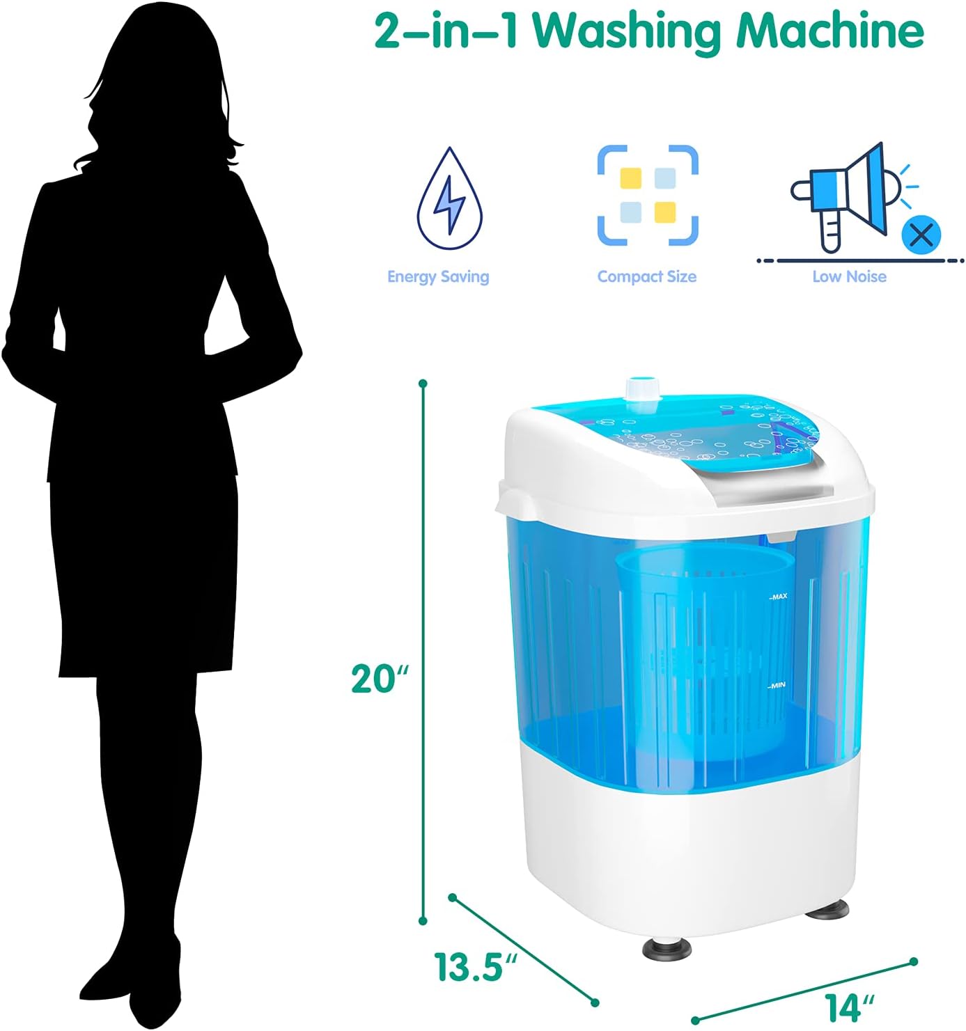 5.5lbs Mini Washing Machine w/Spin Dryer, Portable Clothing Washer Single Tub Washing Machine, Compact Laundry Washer Machine w/Cycle Basket and Drain Hose
