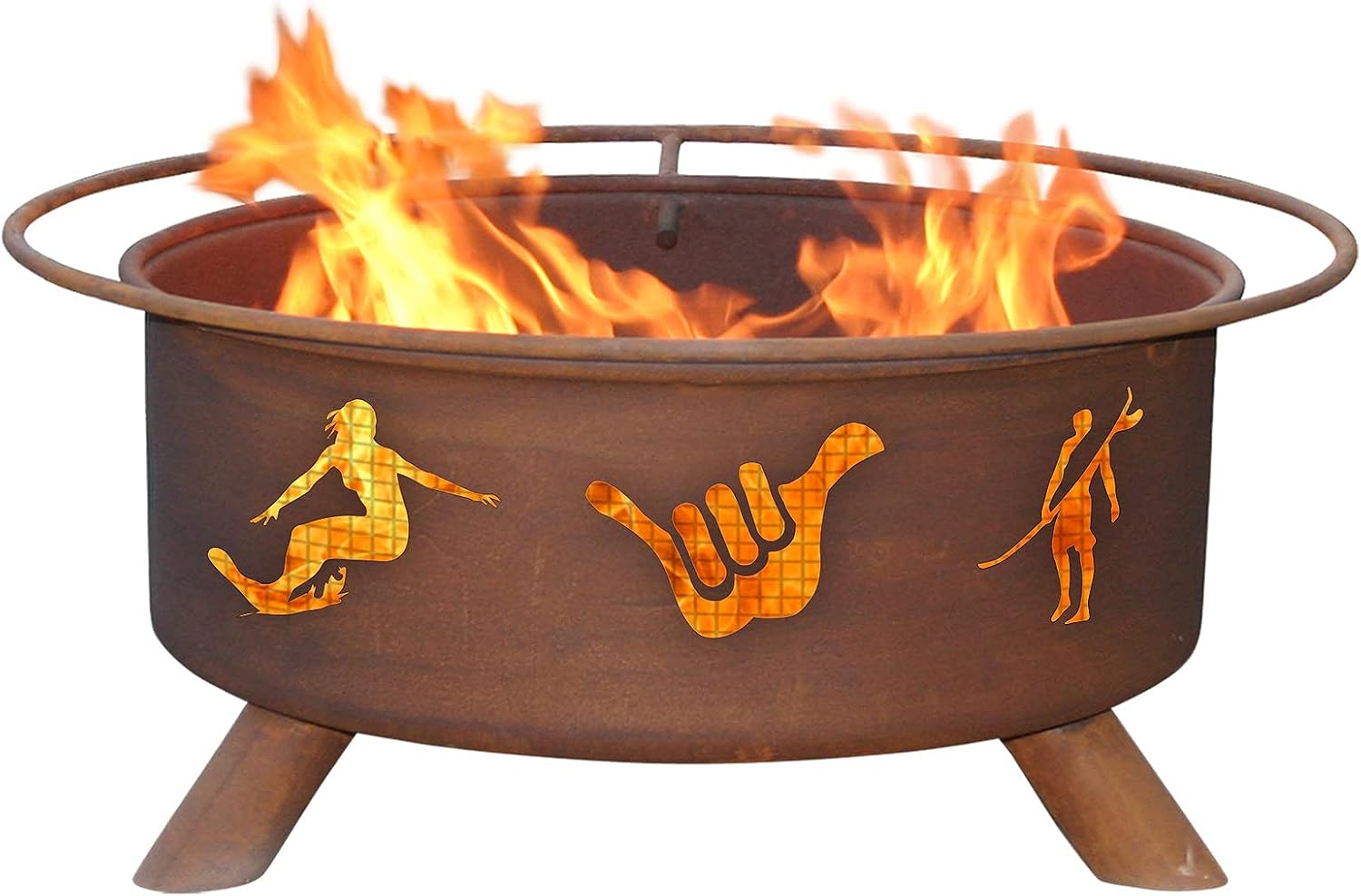 Patina Products F128 Surfer Steel Outdoor Fire Pit - 24 x 24 x 11 inch - Natural Rust Patina Finish