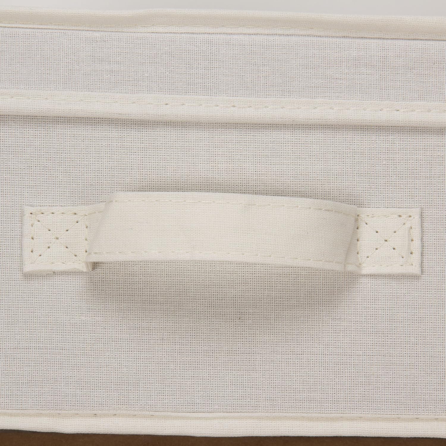 Household Essentials 111 Storage Box with Lid and Handle - Natural Beige Canvas - Medium,Natural Trim (Pack of 2)