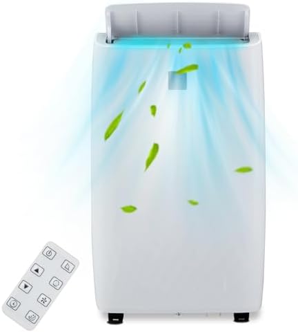 14,000 BTU Small Air Conditioner, Portable Air Conditioners for Rooms Up to 750 Sq Ft, 3-In-1 AC Unit with Sleep Mode, Swing Fan, 24H Timer, Remote Control, Window Kit, White