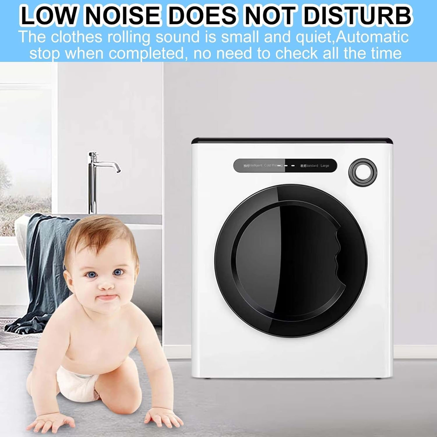 4Kg Tumble Dryer,With Filtering Function,60℃ Thermostatic Heating,Stainless Steel Inner Barrel,For Apartment/Rv/Laundry Room White