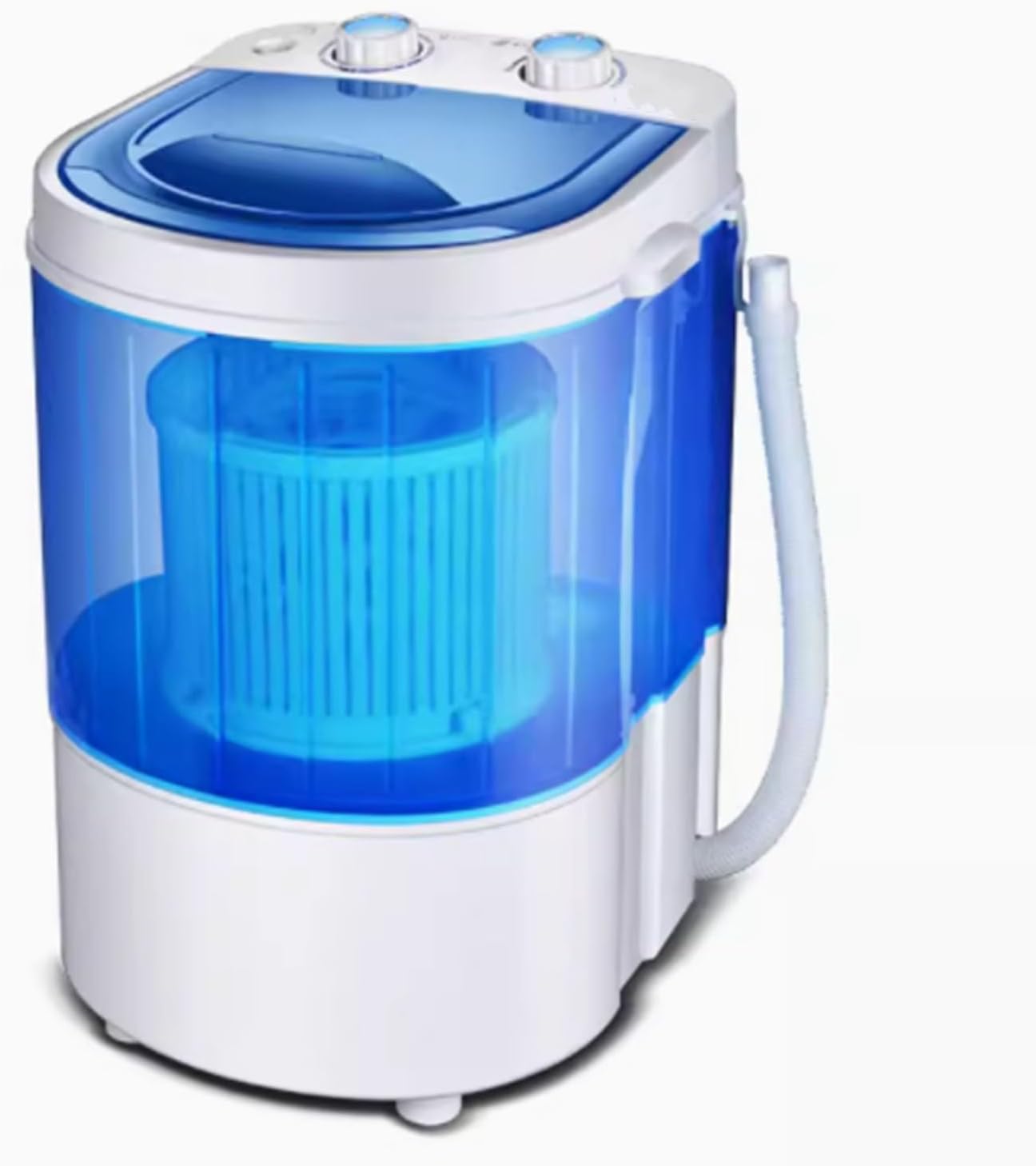 Portable Mini Washing Machine, Compact Washer Laundry Machine, Semi-Automatic Laundry Washing Machine for Apartment, RV, Single Translucent Tub Blue