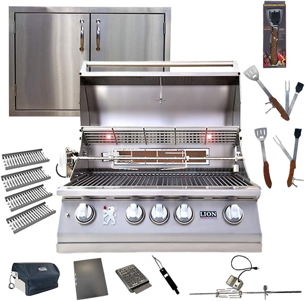 Lion Premium Grills 32-Inch Propane Grill L75000 w/ 4 Ceramic Tubes w/ Flame Tray and Made in USA 32