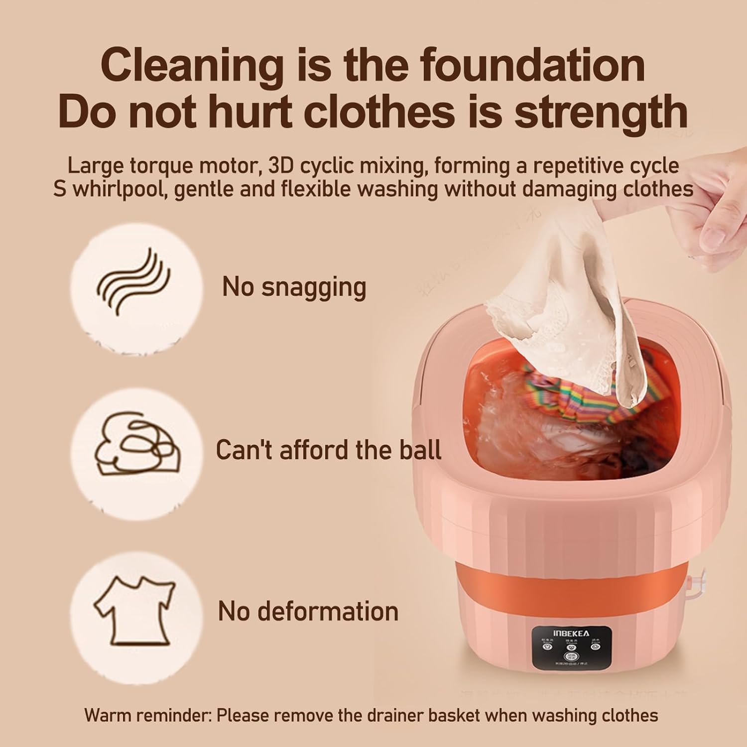 DELURA Portable Washing Machines, Foldable Mini Compact Washing Machine for Underwear or Small Items, Apartment, Dorm, Camping, RV Travel Laundry (Color : A)