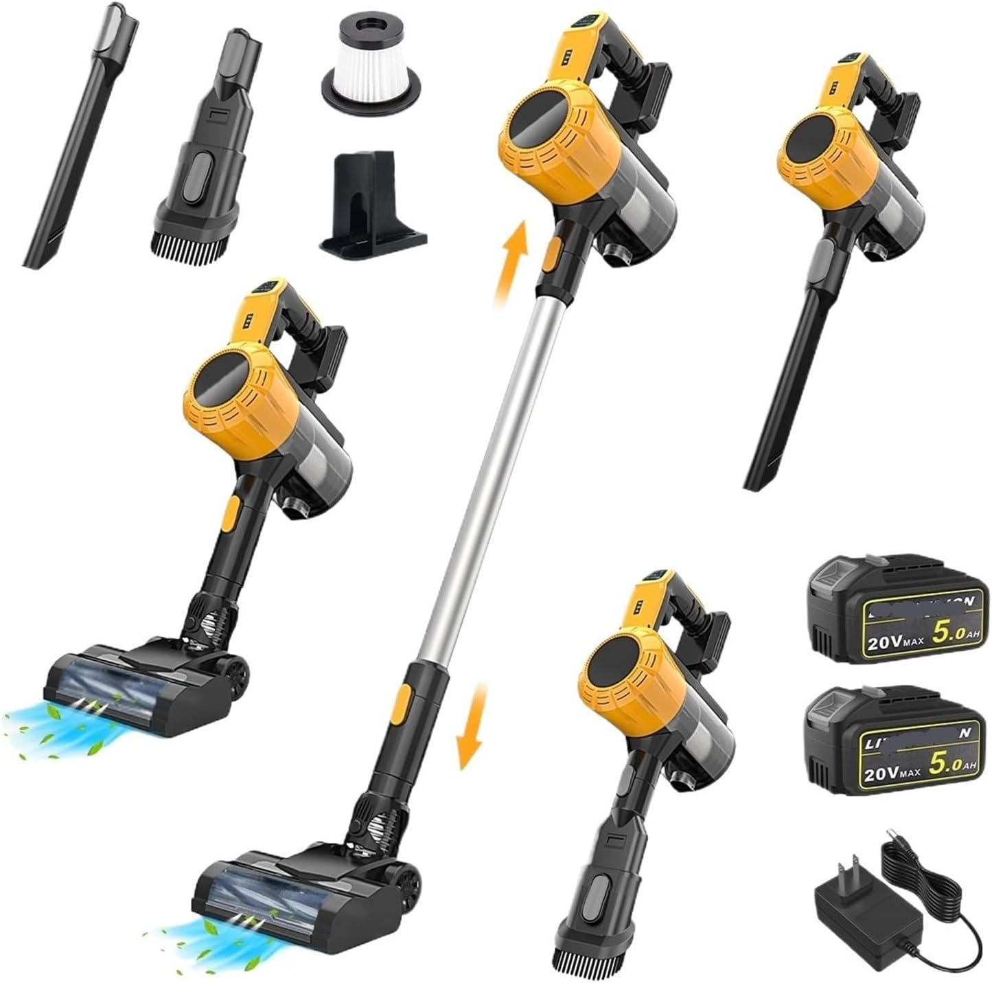 2 Battery Cordless Vacuum Cleaner Compatible with DeWALT 20v/18v Battery XR 3 in 1 Lightweight Stick Vacuum with 2 Mode Powerful Suction